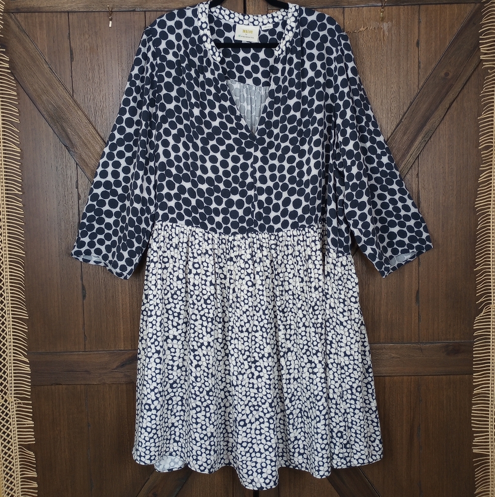 Anthropologie Maeve 3x blue dot dress